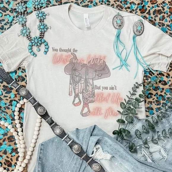 YOU THOUGHT THE WEST WAS WILD Handmade Graphic Tee - Picture 2 of 2